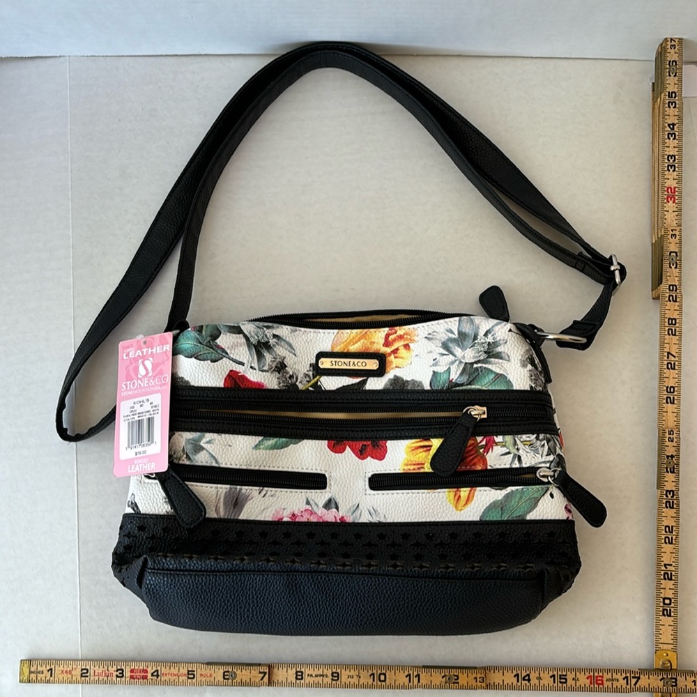 Stone & Co. Floral White Multi-Color Shoulder Bag